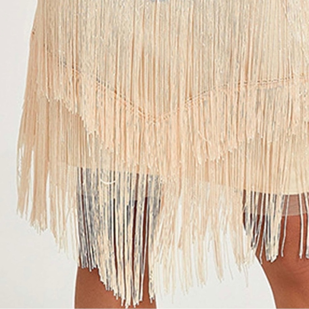 Sequin 1920 Flapper Gatsby Beaded Fringe Midi Dress Size M - Picture 6 of 14